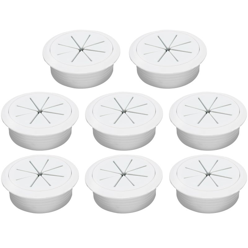 BOPOREAE Desk Grommet 2"" (50 mm), Desk Hole Cover for Cables White, Cable Grommet ABS Plastic, Desk Hole Grommet for Office and Home Table Cable, Detachable & Flexible Cable Cord Organizer-8 Pcs - Image 1
